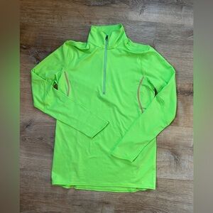 Ralph Lauren RLX Womens Golf 1/4 Zip Long Sleeve Neon Green UPF Shirt Size Small